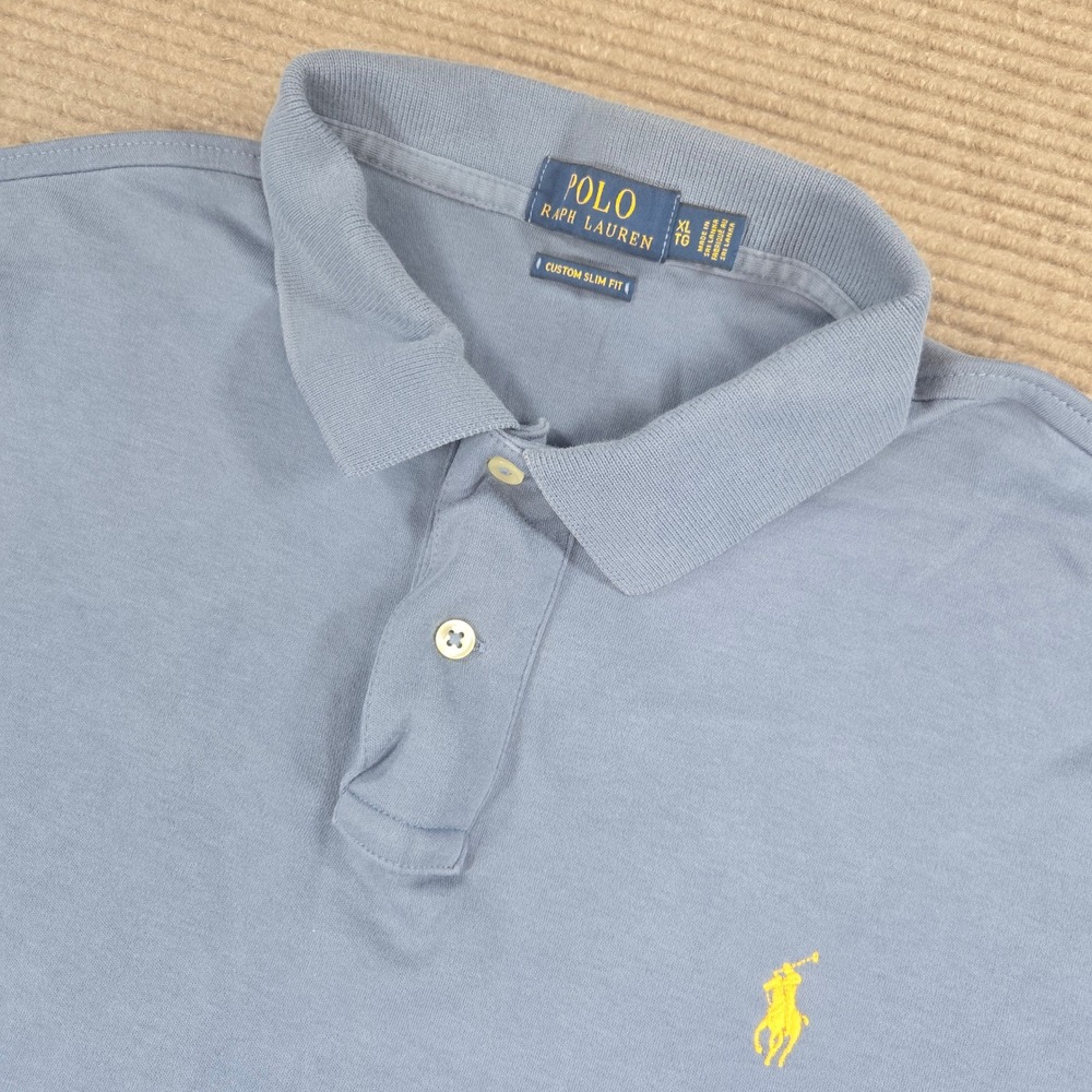 Polo Ralph Lauren Mens XL Blue Custom Slim Fit Short Sleeve Polo Shirt